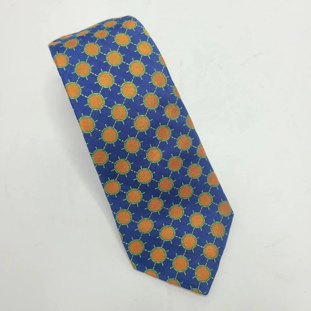 Ted Baker London Archive Silk Tie Blue Orange Sunburt Made in USA Mens Necktie